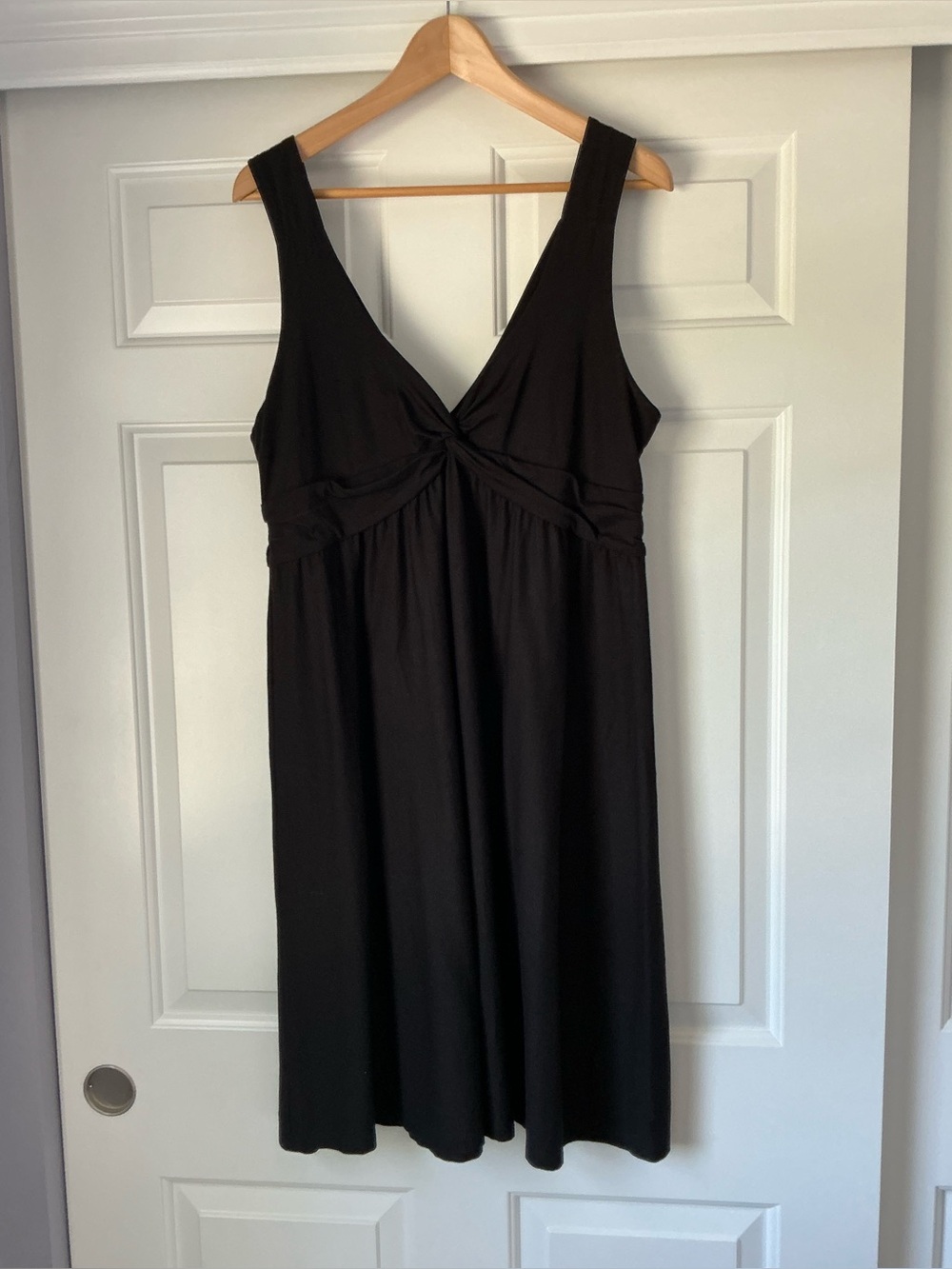 Patagonia Black Kamala Front Twist Empire Waist V-Neck A-Line Dress XL